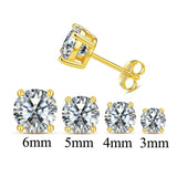 Classic Moissanite Diamonds 925 Sterling Silver Fine Jewellery Stud Earrings