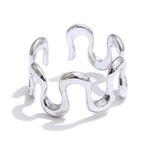 18K Gold Plated Minimalist Stainless Steel Metal Irregular Open Adjustable Ring