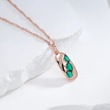 14K Gold Filled Unusual Green AAA Zircon Crystal Vintage Fine Pendant Necklace For Women