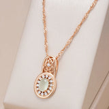 New Filled 14K Rose Gold Flower Design Oval Cut AAA Zircon Emerald Crystal Necklace - Luxury  Jewellery