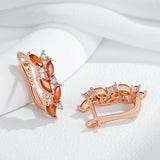 14 Karat Rolled Gold Shiny Red AAA Zircon Diamonds High Quality Drop Earrings for Women