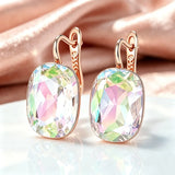 14 Karat Rolled Gold Square Gradient Colorful AAA Zircon Crystal Drop Earrings