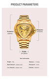 New Original Triangle Skeleton Automatic Mechanical Sport Stainless Steel High End Luxury Men Gold Tone Watches