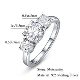 3 Stone 2/4 Carat VVS1 D Colour Moissanite Diamonds Silver Engagement Wedding Ring