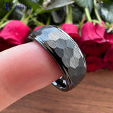 New Black Hammer Domed Brushed 6MM 8MM Tungsten Comfort Fit Wedding Rings For Men And Women - Fashion Jewellery - The Jewellery Supermarket