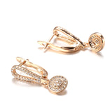 14K Gold Filled AAA Zircon Diamonds Hearts & Arrows Stone  Metal Flower Drop Earrings