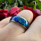 Domed Polished Bright Opal 8mm Men Women Tungsten Engagement Wedding Rings
