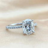 Super Oval Cut 1CT 2CT 3CT VVS1 D Colour Moissanite Diamond Silver Wedding Ring