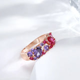 14 Karat Filled Gold New Vintage Purple AAA Zircon Crystals Ethnic Rings Elegant Jewellery