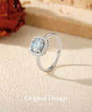 VVS1 D Colour Sea Blue Moissanite Silver Classic Wedding Engagement Halo Ring