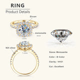 Super 8mm 2ct Moissanite Certified 925 Sterling Silver Engagement Halo Rings For Women - Wedding Party Jewelry Gift
