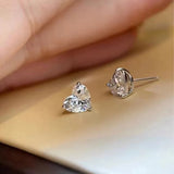Princess Cut 0.5, 1, 2CT Moissanite Diamonds Rhodium Plated Silver D Color Stud Earrings