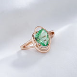 Geometric Light Green Filled 14K Rose Gold Trendy AAA Zircon Crystal Ring For Women Fashion Jewellery