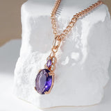 Excellent Shiny 14K Filled Rose Gold AAA Zircon Purple Lilac Crystal Necklace - High Quality Jewellery