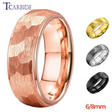 New Arrival Domed Stepped 6mm 8mm Hammered Tungsten Carbide Rings For Women Men - Fashion Gift Jewellery - The Jewellery Supermarket