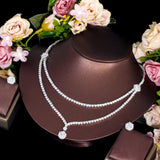 New Chic Dangle Drop Round AAA+ CZ Diamonds 2 Layers Multiple Necklace Women Wedding Banquet Jewellery Sets - The Jewellery Supermarket
