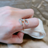 Amazing Filled 14K Rose Gold Wave Design Micro-wax Inlay AAA Zircon Diamonds Fashion Rings - Fine Jewellery