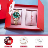 Elegant Luxury Zircon Diamond Rose Gold Colour Stainless Steel Waterproof Date Ladies Dress Wristwatches, Ideal Gift