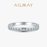 Classic Stackable Sterling Silver Simple Shining AAAA Lab Created Diamond Ring