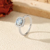 VVS1 D Colour Sea Blue Moissanite Silver Classic Wedding Engagement Halo Ring