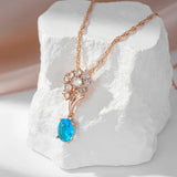 Gorgeous Shiny 14K Filled Rose Gold Blue AAA Zircon Crystals Pendant Necklace For Women - Fine Jewellery