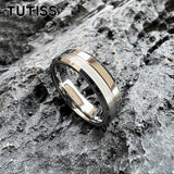Brushed Polished Design Grooved Beveled Classic 6MM 8MM Tungsten Wedding Rings