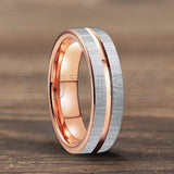 Center Groove Brushed Finish Shiny 6mm Gold Colour Tungsten Wedding Rings for Men Women