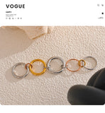 18K Gold Plated Stainless Steel 3 Colors 5 Links Popular Stacked Rings