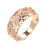 14K Rolled Gold New Luxury Hollow Flower Inlay AAA Zircon Diamonds Vintage Rings