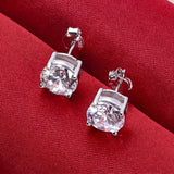 Top Quality 0.5-2 Carat 8.0mm D Colour Moissanite Diamonds Silver Stud Earrings