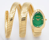 High Quality Gold Diamond Set Snake Shaped Dress Watch Bangle Unique Brand Watch
