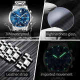 Luxury Brand Original Quartz Watch for Men - Chronograph Waterproof Stainless Steel Classic Business Wristwatch - The Jewellery Supermarket