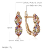 Full Shiny Colourful 14K Filled Rose Gold AAA Zircon Crystals Huggie Earrings, Fashion Party Girls Daily Jewellery