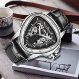 New Arrival Top Brand Luxury Creative Racing and Triangle Design Silver Skeleton Dial Automatic Mechanical Watches