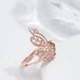 New Unusual Metal Sculpture 14K Rolled Rose Gold Flower Ring - Vintage Syle Jewellery