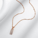 Gorgeous 14K Filled Rose Gold Gorgeous AAA Zircon Diamonds Square Pendant And Necklace - Simple Fine  Jewellery