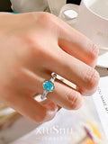 Light Luxury Dove Egg Style Sea Blue Baoleidian Broken Ice Cut High Quality AAAAA High Carbon Diamonds Party Ring - The Jewellery Supermarket