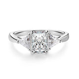 Fabulous Radiant Cut 3ct Full Moissante Diamonds Wedding Engagement Rings - Certified Plated Platinum Silver Rings