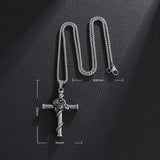 Sexy Rose Wrapped Cross Stainless Steel Pendant Necklace - Men's Art Thorn Rose Design Sense Jewellery - The Jewellery Supermarket