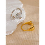 18K Gold Plated Stainless Steel High Quality Minimalist Smooth Fashion Adjustable Ring