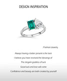 Dazzling Green Rectangle AAAA Lab Created Diamond Water Drop Shape Silver Rings