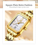 Luxury Brand Gold Plated Stainless Steel Waterproof Automatic Date Women's Watches - Elegant Bracelet Set Ideal Gift