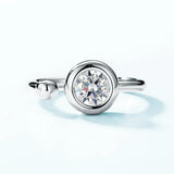Fashion Simple Shining 925 Silver 1Carat Moissanite Diamond Open Ring, High Quality Ladies Engagement Wedding Ring