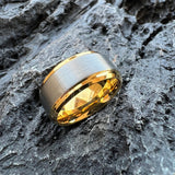 Stepped Beveled Brushed Finish 10MM Classic Men Women Tungsten Carbide Rings