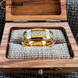 Carbon Fiber Inlay 4/6/8mm Gold Tungsten Engagement Wedding Rings for Men Women