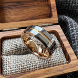 Groove Center Surface and Bevel Polished 6/8mm Tungsten Carbide Men's Women's Rings