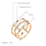 Amazing 14K Rolled Gold Geometry AAA Zircon Diamonds Glossy Ring Trendy Jewellery