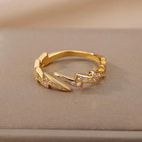 Trend AAA Zirconia Crystals Stainless Steel Gold Colour Lightning Rings For Women - Fashion Aesthetic Jewellery - The Jewellery Supermarket