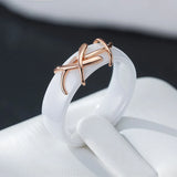 14 Karat Rolled Gold White or Black Ceramics Unique Jewellery Rings For Women