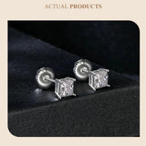 Awesome WGP D Colour VVS1 Clarity 0.5-1ct Moissanite Diamonds Screw Back Earrings , Sterling Silver Fine Jewellery